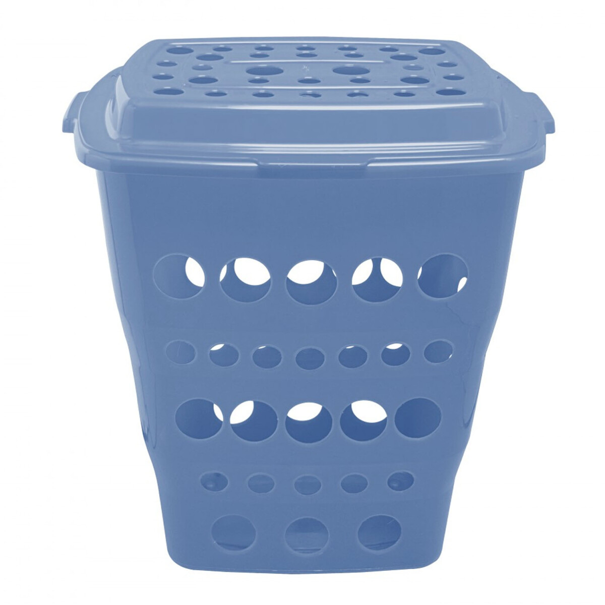 Cesto Canasto Ropa Calado Plástico con Tapa Paramount 55Lt - Celeste 