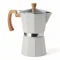 Cafetera Italiana Espresso 6 Tazas Aluminio Blanco