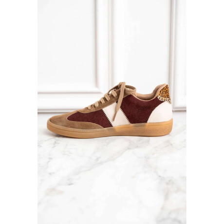 Zapatilla Combinada Gamuza Marrón