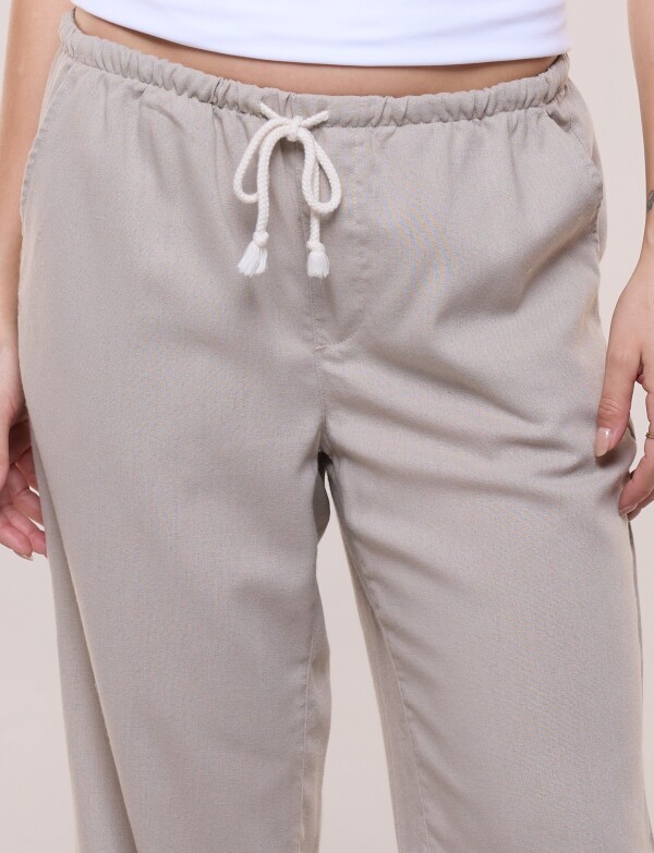 Pantalon Lino Wide Leg BEIGE