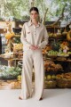 BLUSA POLO LINEN Rayas Beige