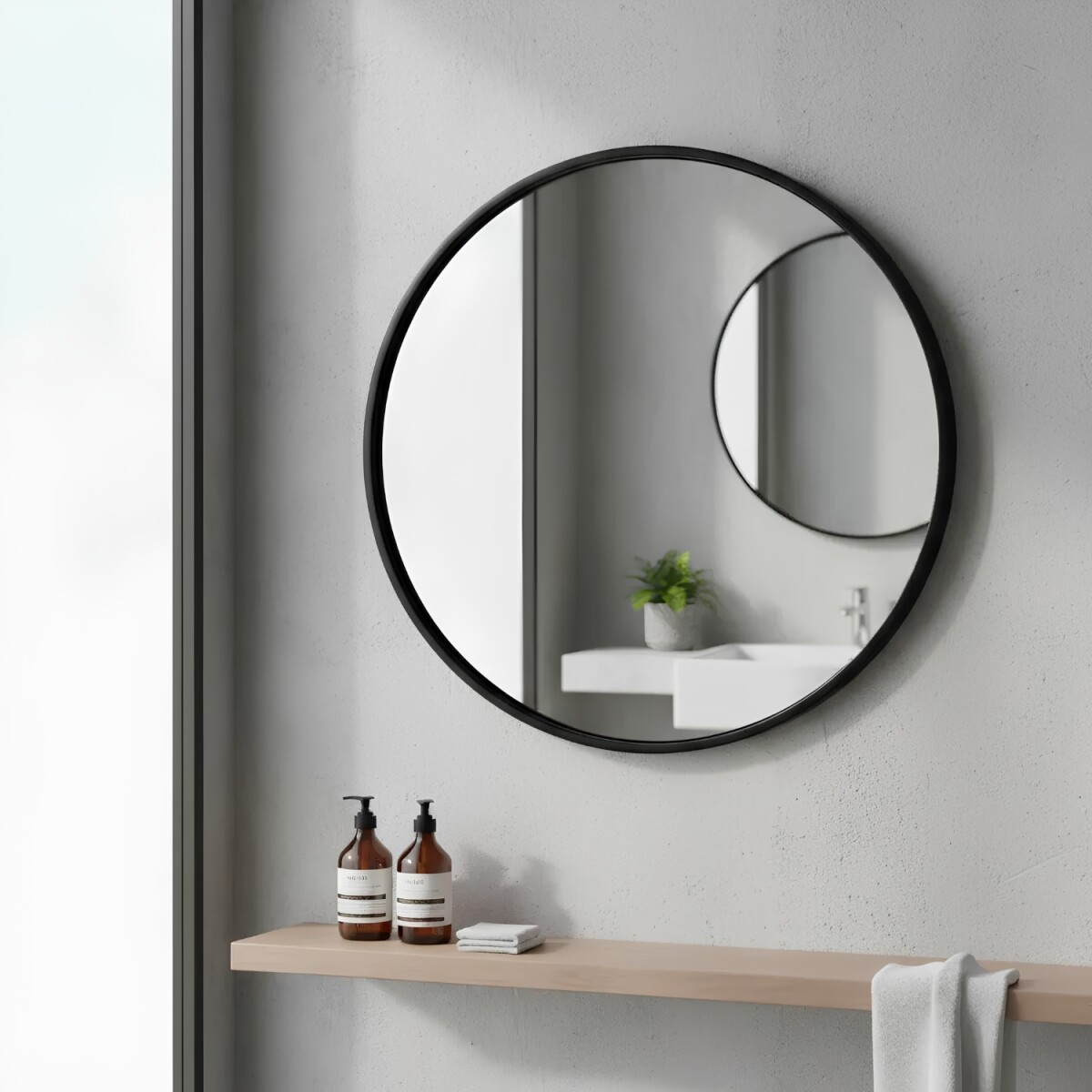 Espejo redondo de pared Lumax Diámetro 80cm - Negro 