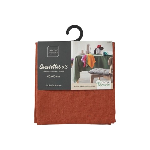 SET SERVILLETA DE TELA TERRACOTA 40X40CM Unica