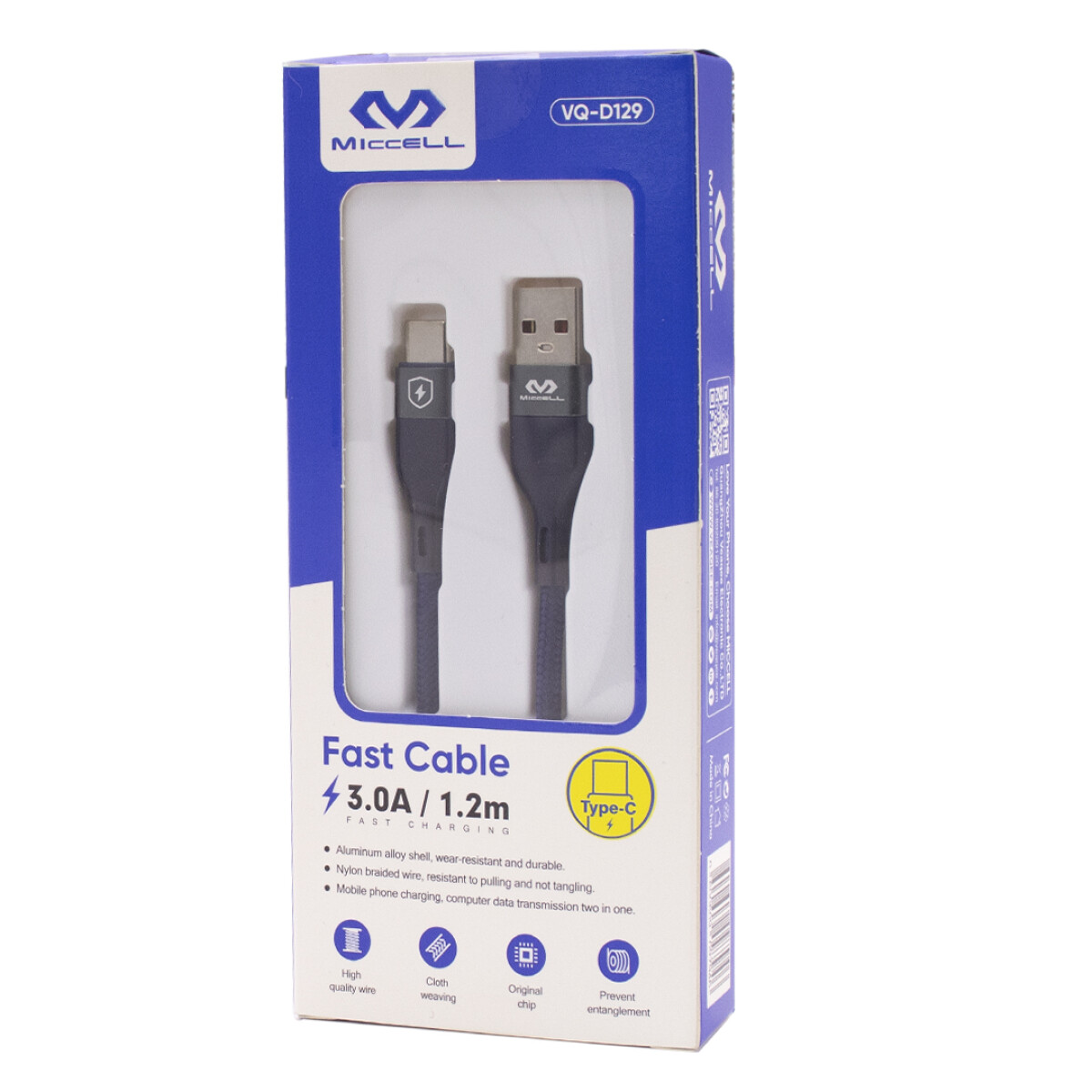 Cable Tipo C Miccell 3a 1.2m Azul 