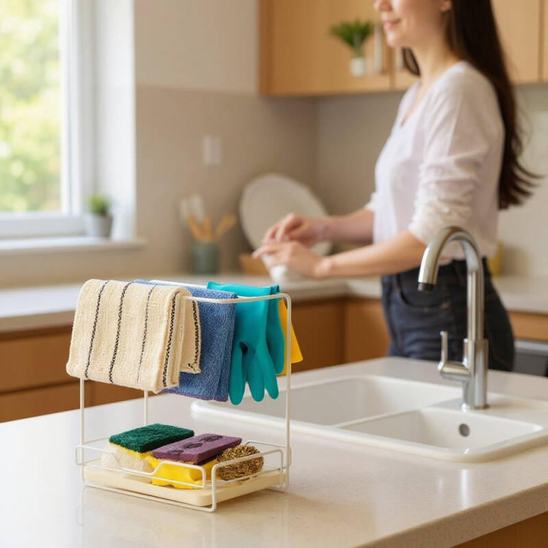 Organizador De Fregadero Soporte Para Esponja Blanco