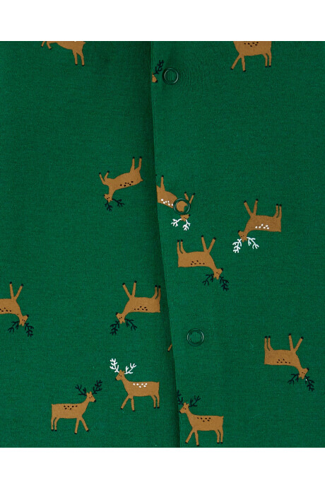 Set tres piezas pelele con pie, body manga larga y pijama con botones de algodón diseño reno Sin color