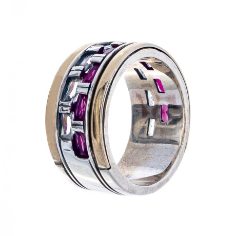 Anillo de plata 925, double en oro 18 ktes y circonias. Anillo de plata 925, double en oro 18 ktes y circonias.
