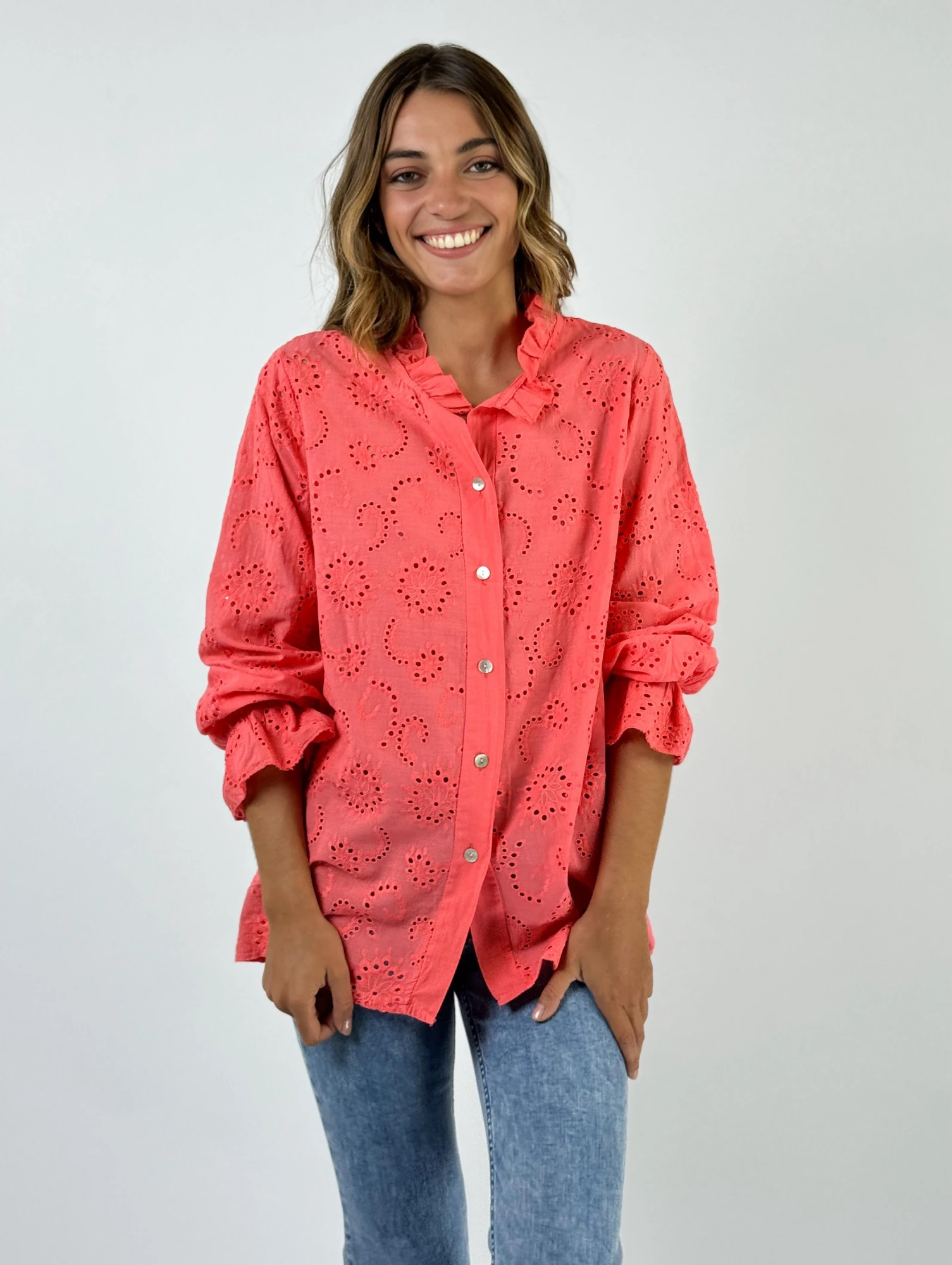 CAMISA TROPICAL coral s/m