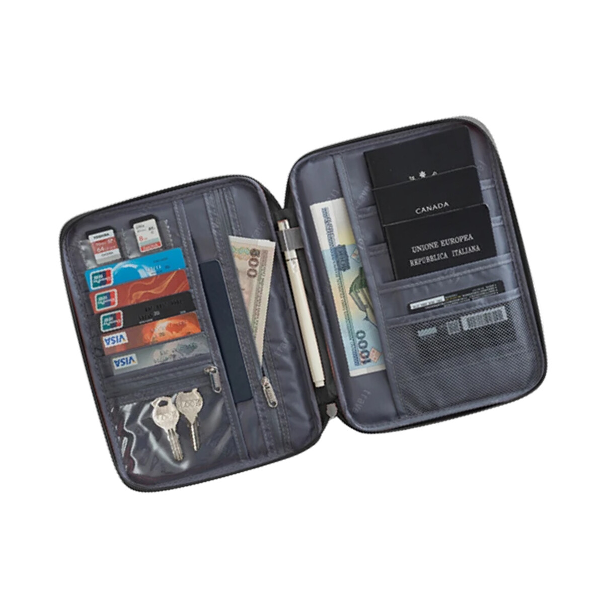 Porta Documentos Organizador Para Pasaporte Grande - Negro 