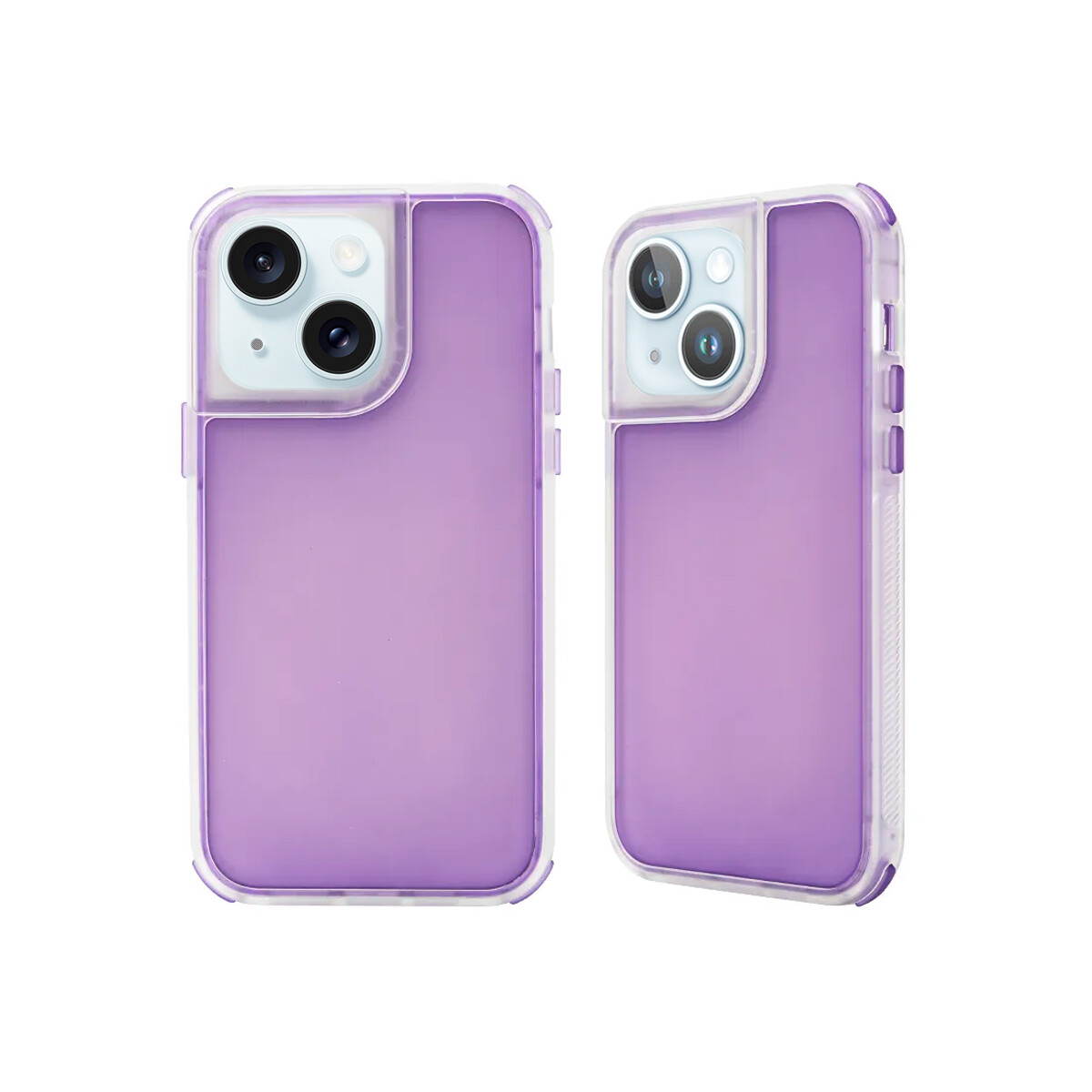 Protector iPhone 15 Plus rígido transparente color violeta 