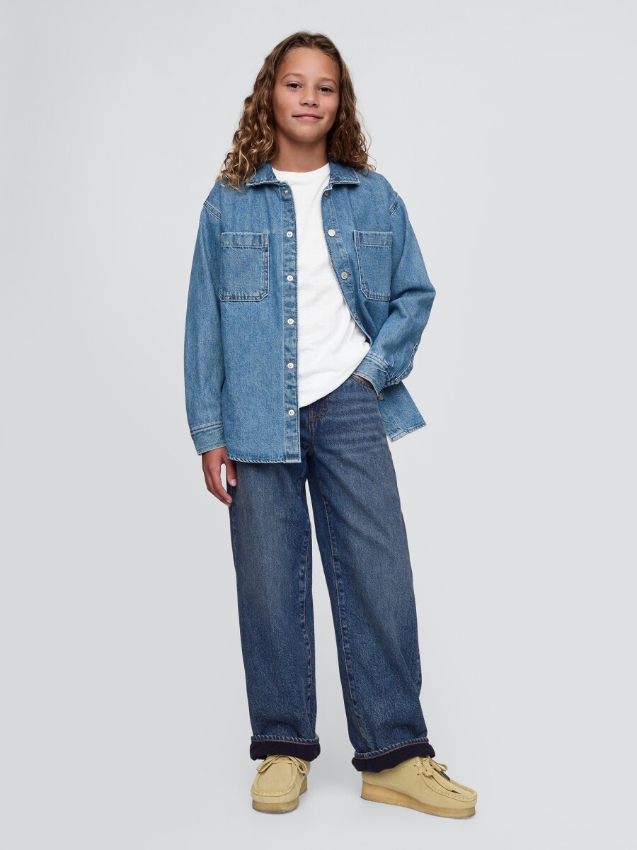 Jean 90S Loose Forrado Niño - Medium Wash 