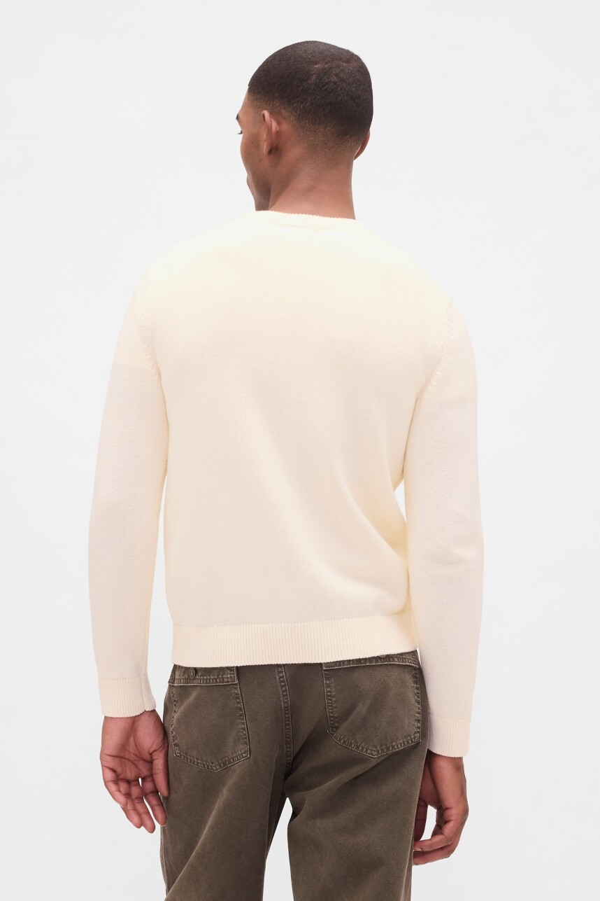 Buzo Algodón Básico Cuello Redondo Hombre Ivory Frost