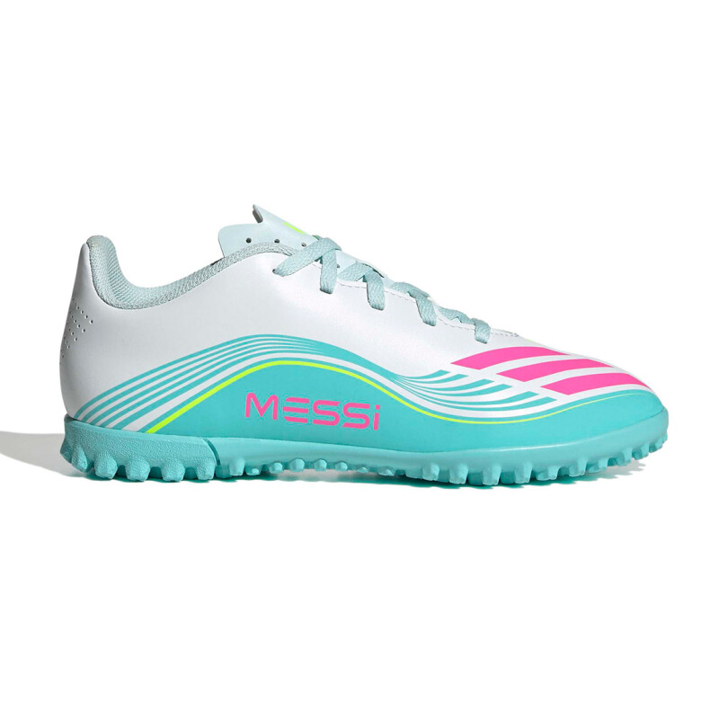 Championes Fútbol Niño Adidas F50 Messi Club TF Blanco-Rosado