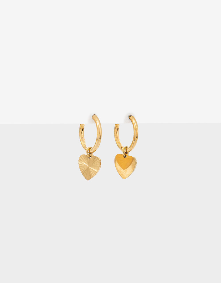 Aros Argollas Metal Aros Argolla Acero Corazón - Dorado
