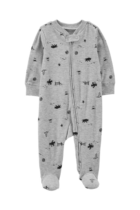 Pijama una pieza de algodón térmico, con pie, diseño vaquero Pijama una pieza de algodón térmico, con pie, diseño vaquero