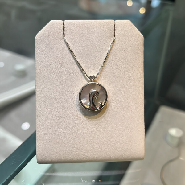 Medalla Virgen Niña de plata 925 con brillante y fondo nácar (Incluye cadena) Medalla Virgen Niña de plata 925 con brillante y fondo nácar (Incluye cadena)