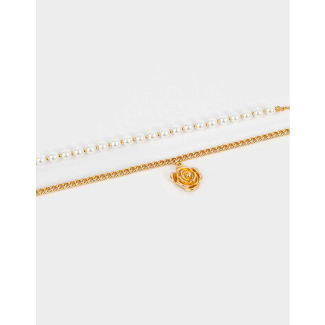 Collares Cortos Con flores Dorado