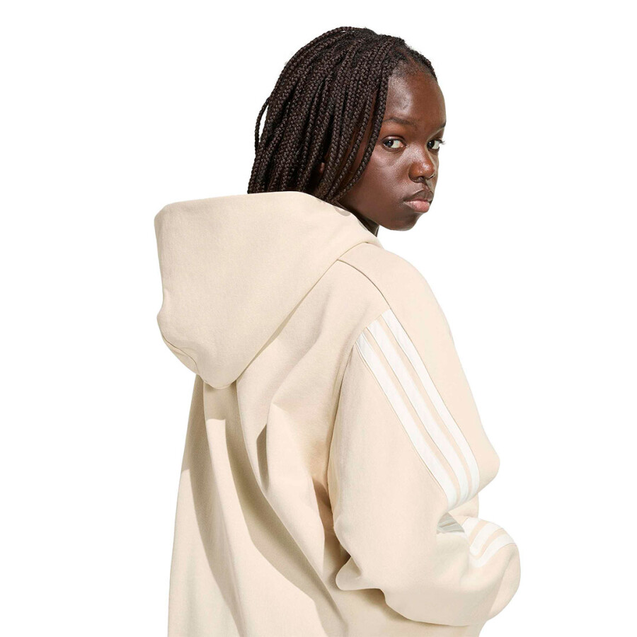 Canguro de Mujer Adidas Kit 3 Stripes Beige - Blanco