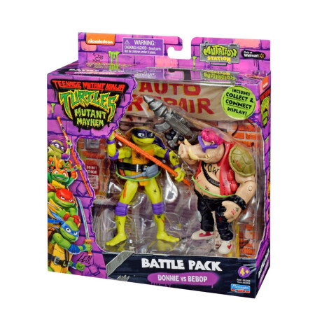 Tortugas Ninja Figura Articulada + Villano 11cm + Accesorios Donnie Vs Bebop