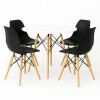 Juego de comedor Con Mesa Circular de 80cm + 4 Sillas Eames Negro/Blanco