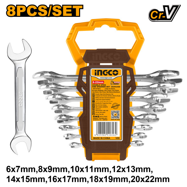 JUEGO DE 8 LLAVES DOBLE BOCA INGCO 6-22MM HKSPA2088 JUEGO DE 8 LLAVES DOBLE BOCA INGCO 6-22MM HKSPA2088