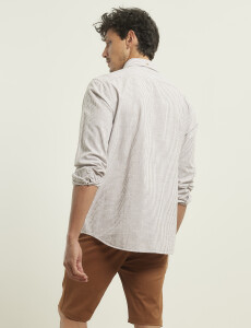 012503 CAMISA HARRINGTON LABEL Kaki / Blanco