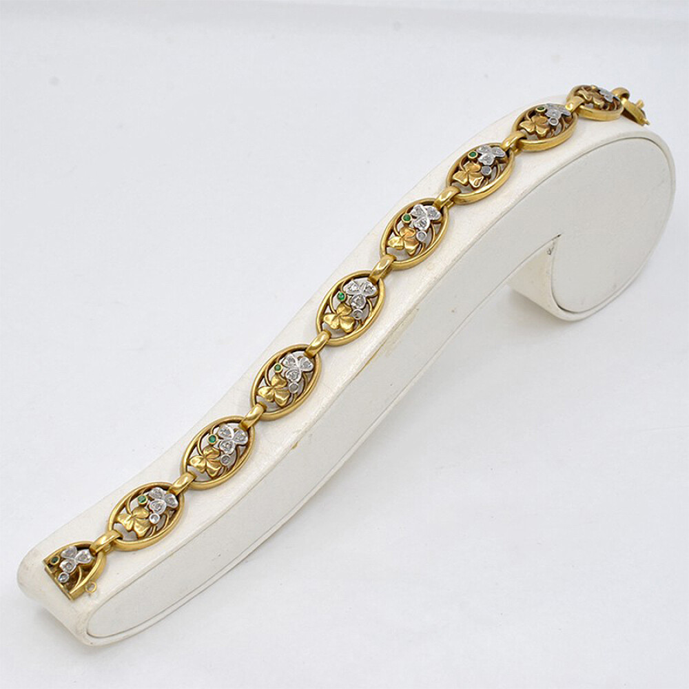 Pulsera Oro 18K Con Diamantes Y Esmeraldas Pulsera Oro 18K Con Diamantes Y Esmeraldas