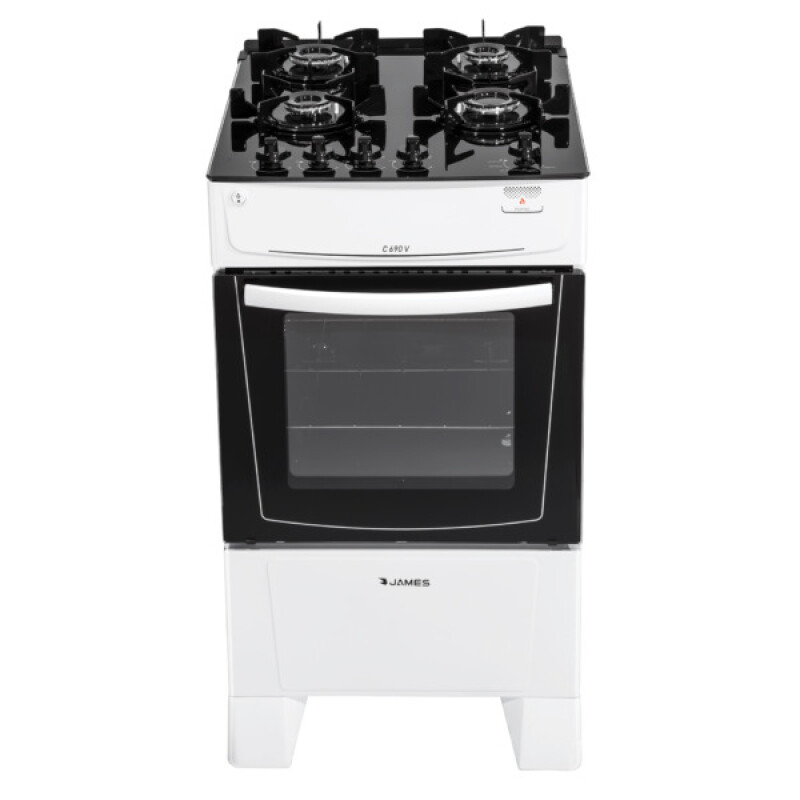 Cocina A Gas James 4 Hornallas Con Mesada De Vidrio Blanca C 690 V Cocina A Gas James 4 Hornallas Con Mesada De Vidrio Blanca C 690 V
