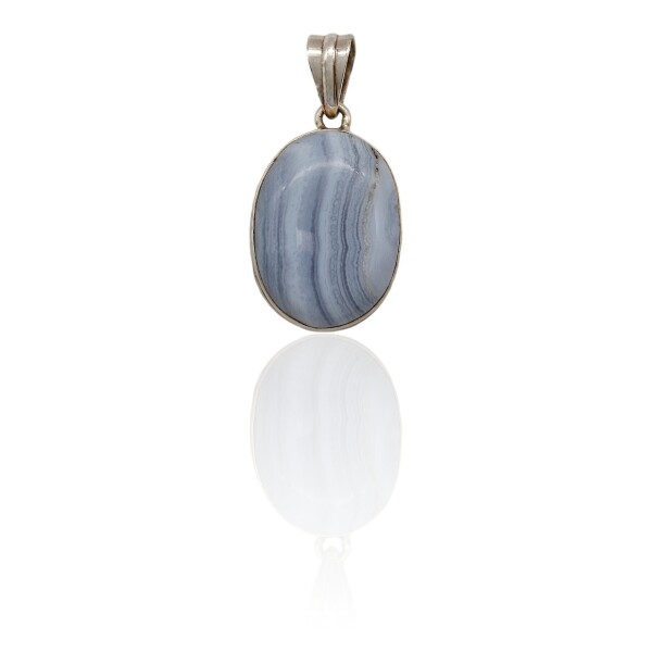 Dije Colgante Oval-Plata 925-Agata Blue Light-CP4007 Conpiedra