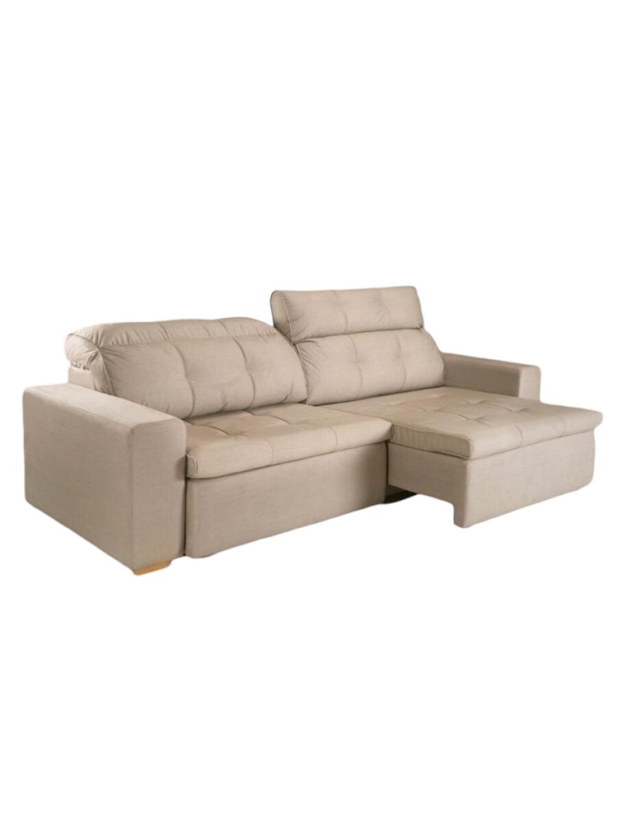 SOFA CHAISE - EXTENSIBLE Y RETRACTIL - TELA BEIGE 