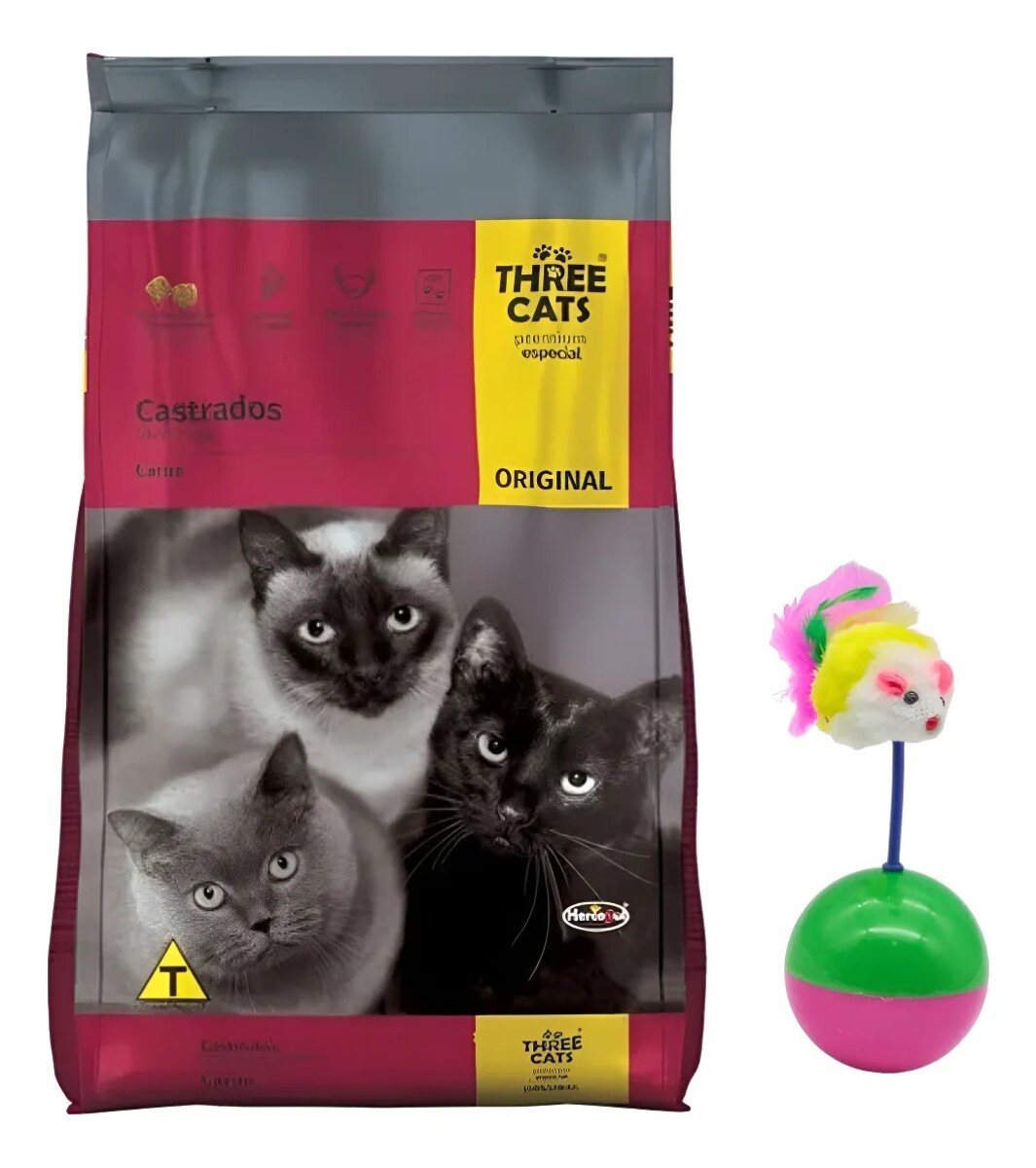 THREE CATS CASTRADOS - 10,1 KILOS + RATÓN EQUILIBRISTA DE REGALO 