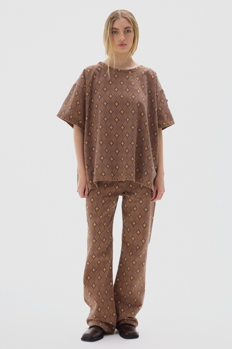 T-shirt Row Print Brown