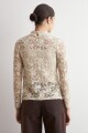 Media polera de encaje beige
