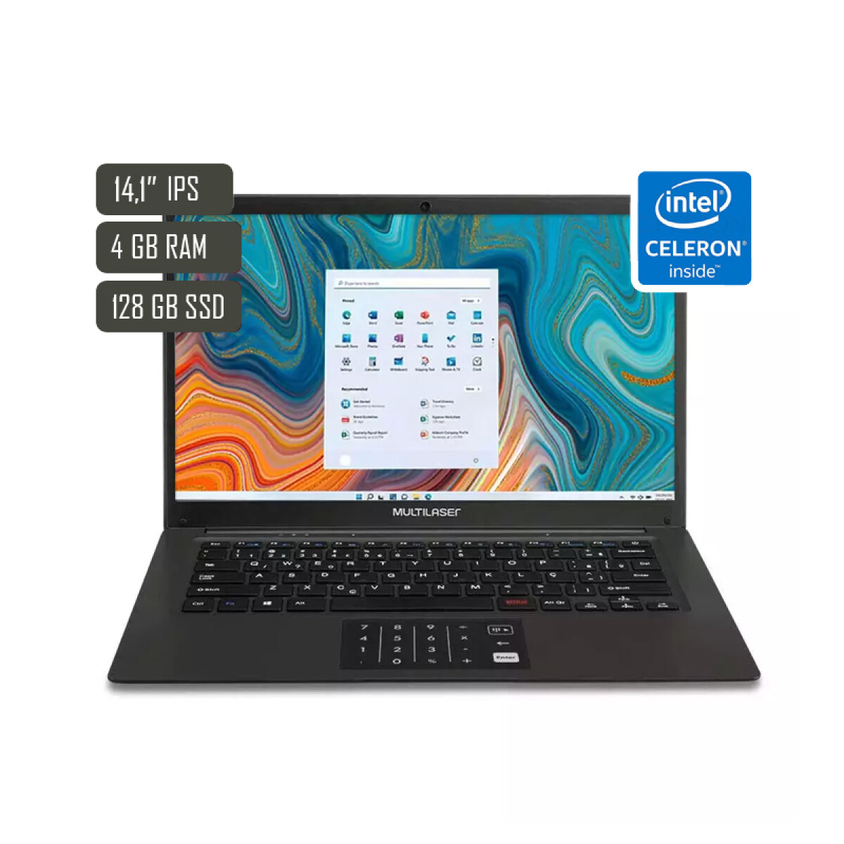 Notebook Multilaser ultra 14" Intel celeron N4020 4GB/120GB - Unica 