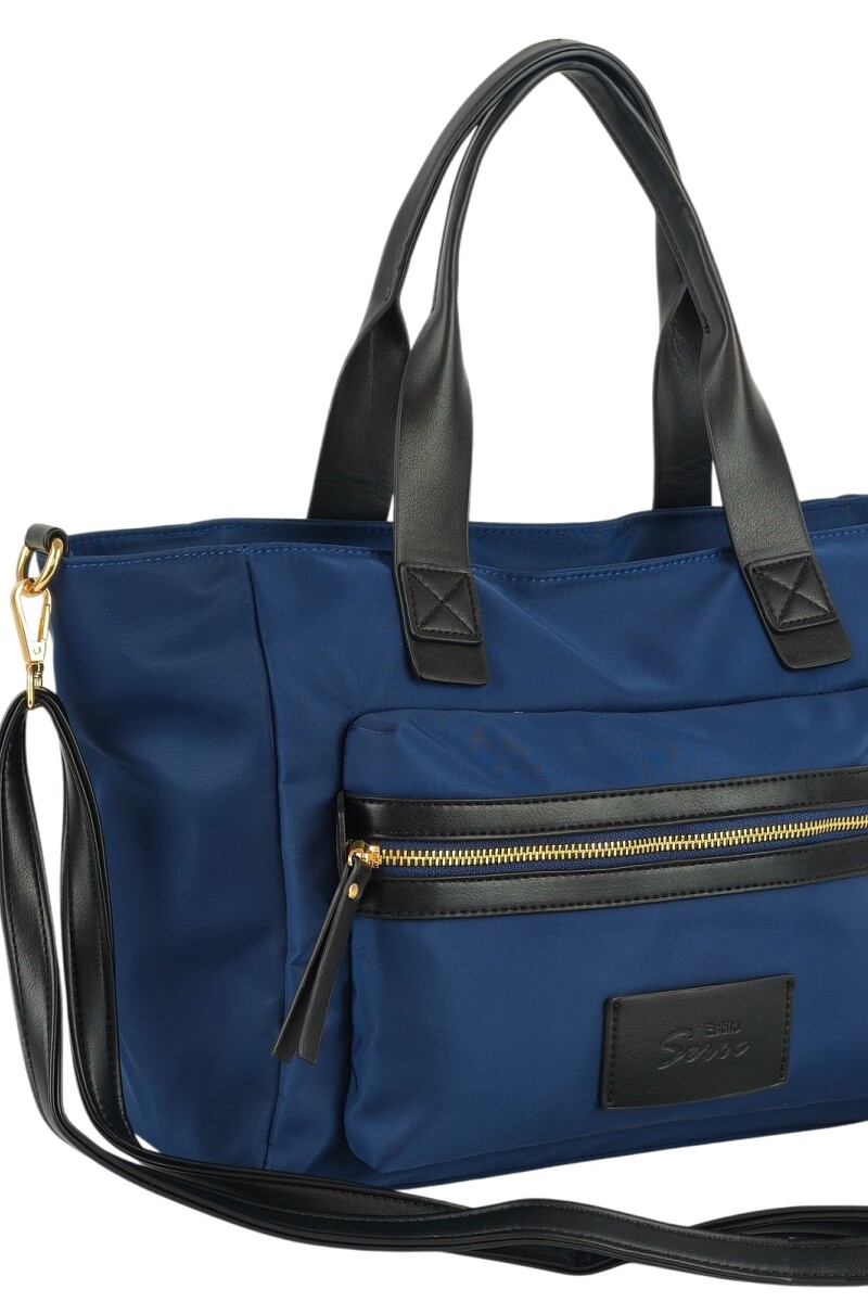 Cartera con bolsillo grande al frente azul