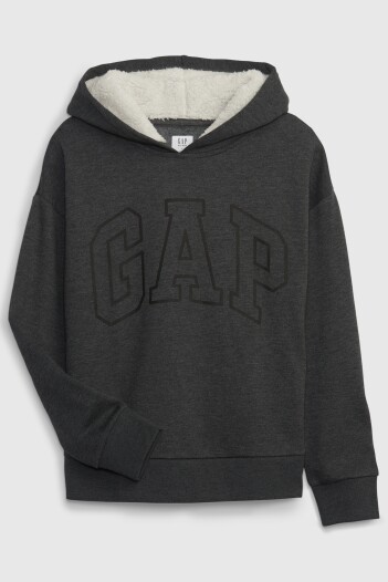 Canguro C/Corderito En Capucha Logo Gap Niño New Charcoal Grey