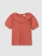 Camiseta De Manga Corta Y Cuello Volante Naranja