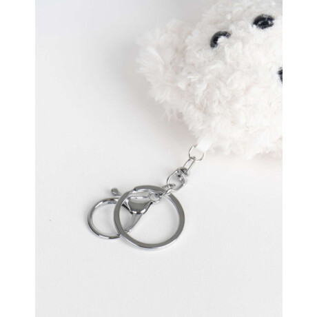 Llavero Y Charm De Peluche De Perrito Blanco Crema