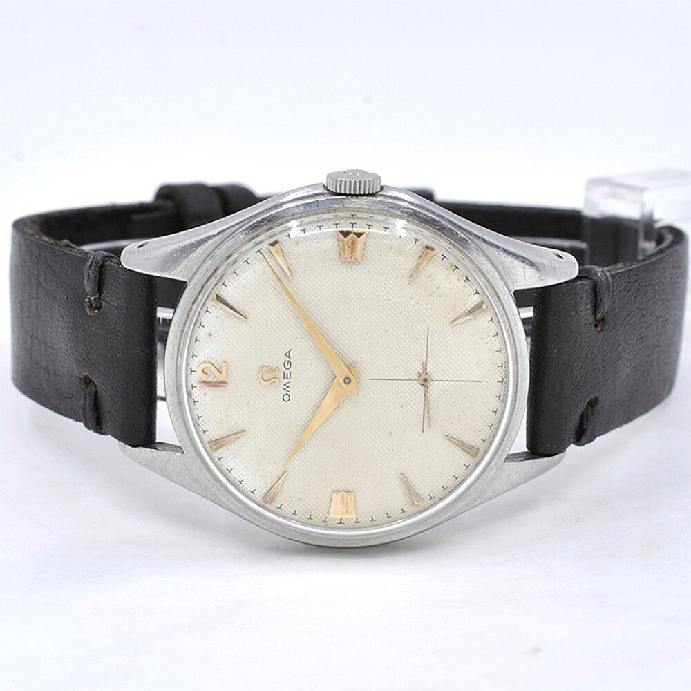 Omega Jumbo 2505-29 Caja Grande 38 Mm Año 1954 Acero Inoxidable Y Malla De Cuero Omega Jumbo 2505-29 Caja Grande 38 Mm Año 1954 Acero Inoxidable Y Malla De Cuero