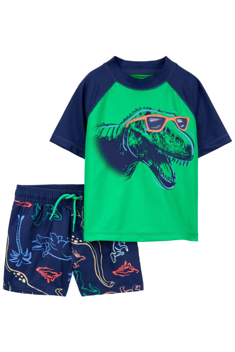 Traje de baño dos piezas con protección UPF 50+ diseño dinos Sin color
