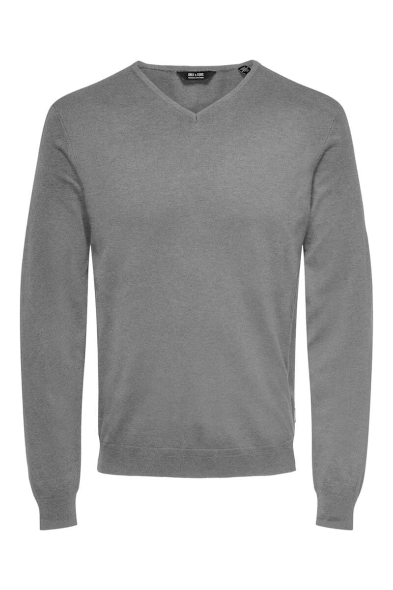 Sweater Tejido Escote V Wyler - Medium Grey Melange 