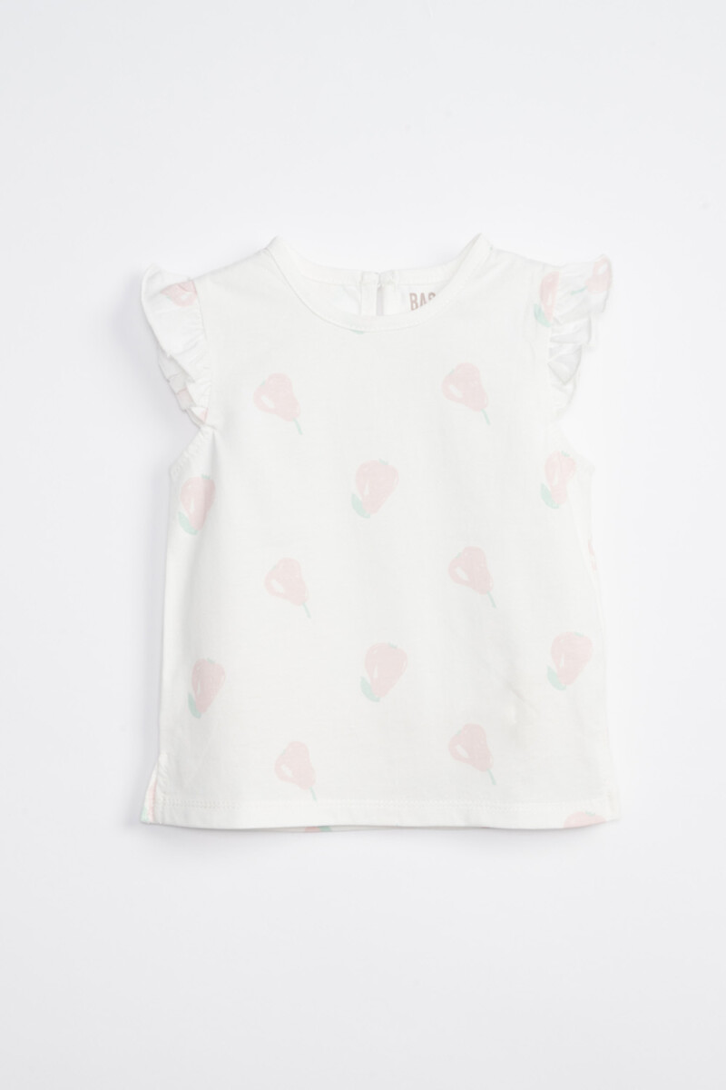 Musculosa Con Volados - Estampa Peras Blanca 