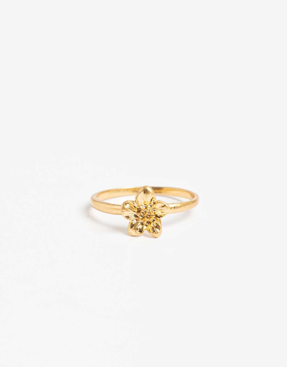 Anillo Chico Flor Metal - Dorado Oro Amarillo 