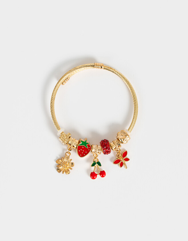 Pulseras Flexibles Multi dijes Pulsera Flexible Multicharm Frutas - Dorado