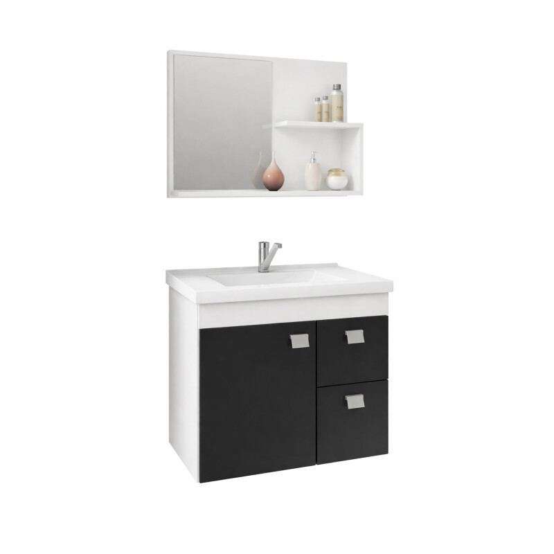 Mueble Para Baño Mgm Móveis Kit Hortencia Con Bacha Color Blanco Y Mueble Blanco/negro Mueble Para Baño Mgm Móveis Kit Hortencia Con Bacha Color Blanco Y Mueble Blanco/negro