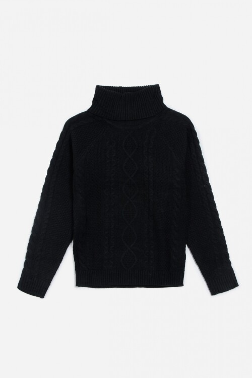 Sweater con estructura de cable - Mujer NEGRO