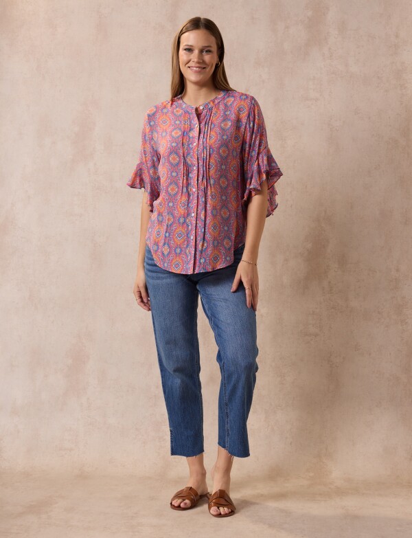 Blusa Manga Volado ROSA/MULTI