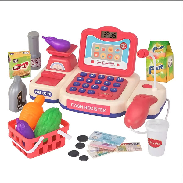 Caja Registradora Infantil Juguete C/ Sonido y Accesorios Color Rosa