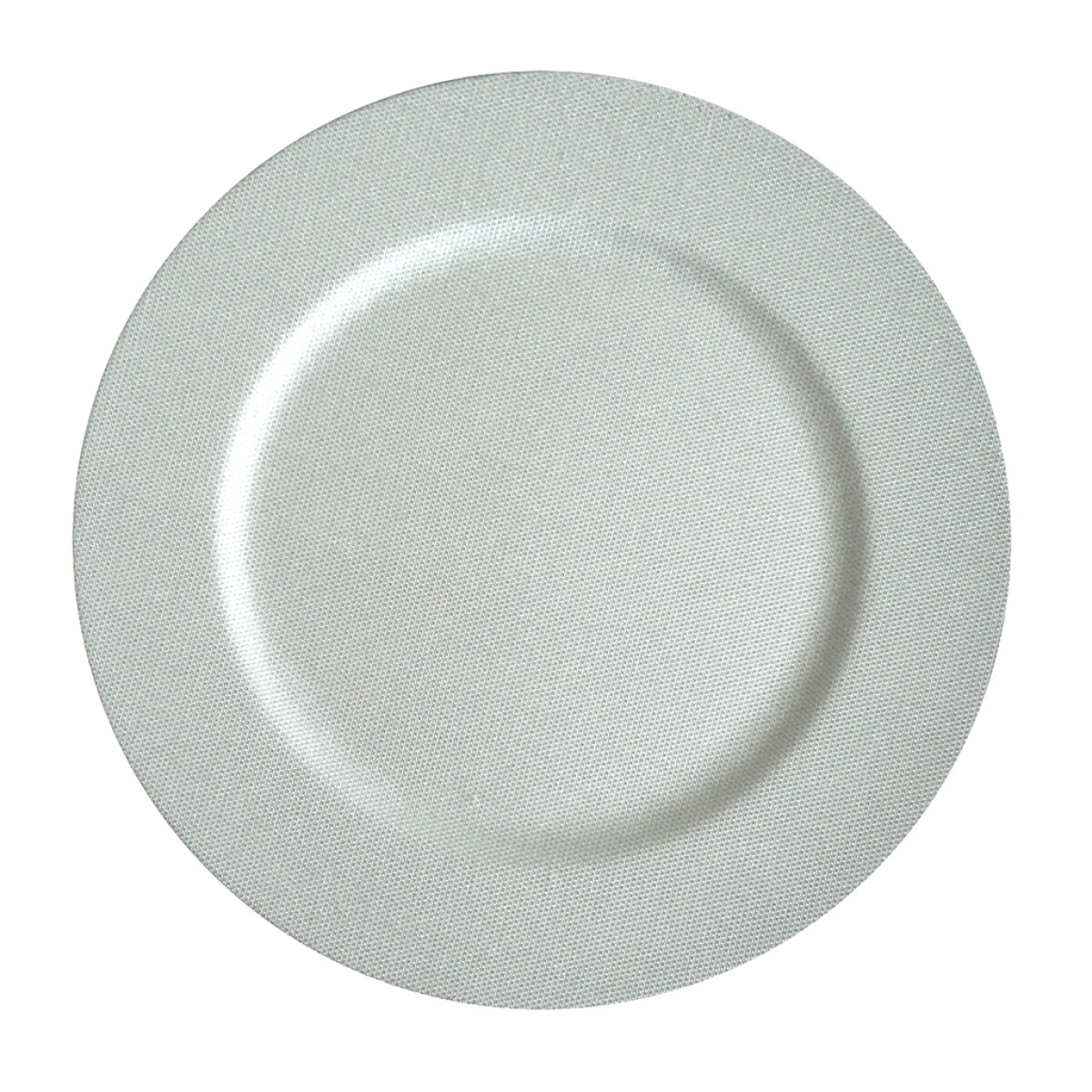 PLATO DE SITIO 33CM TEXTURA BLANCA CON PLATEADO 