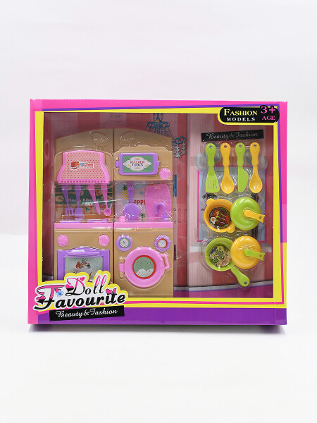COCINA SET MUÑECA CON ACCESORIOS ROSADO (V)